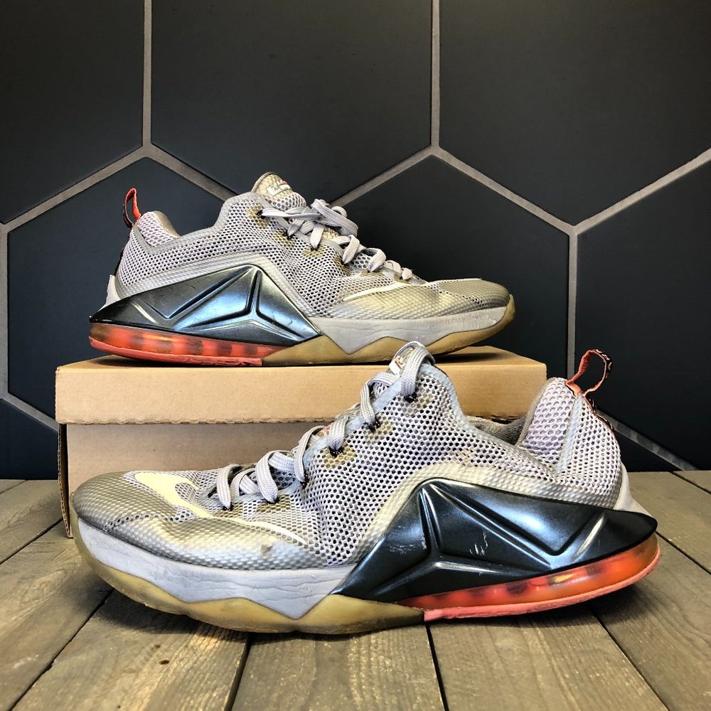 ~Used W/O Box! Men's Nike Lebron 12 Low Wolf Grey Basketball Sneakers Size 14